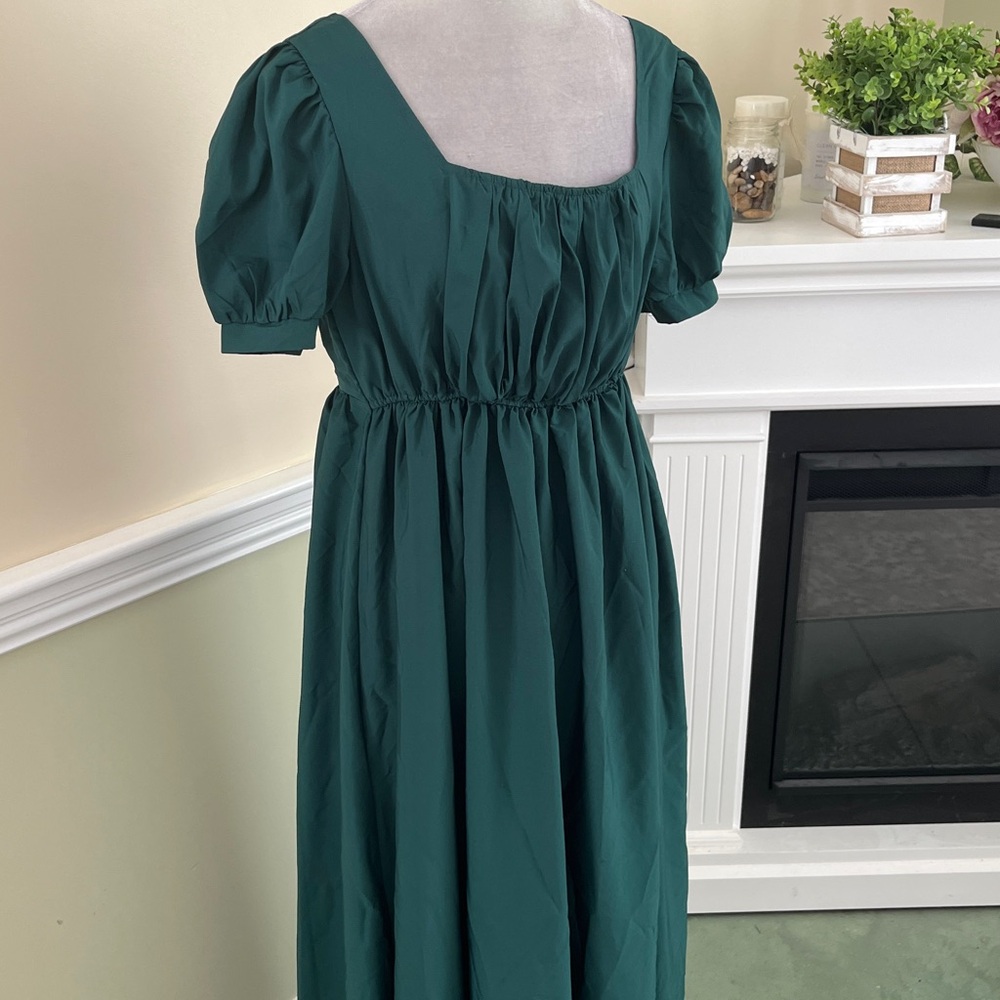 Green Square Neck Maxi Dress M Nwot - image 4